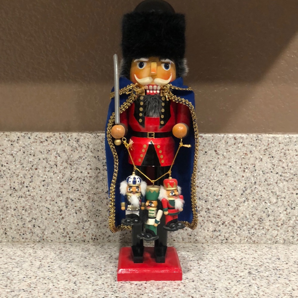 Festive Nutcracker Soldier with Blue Cape